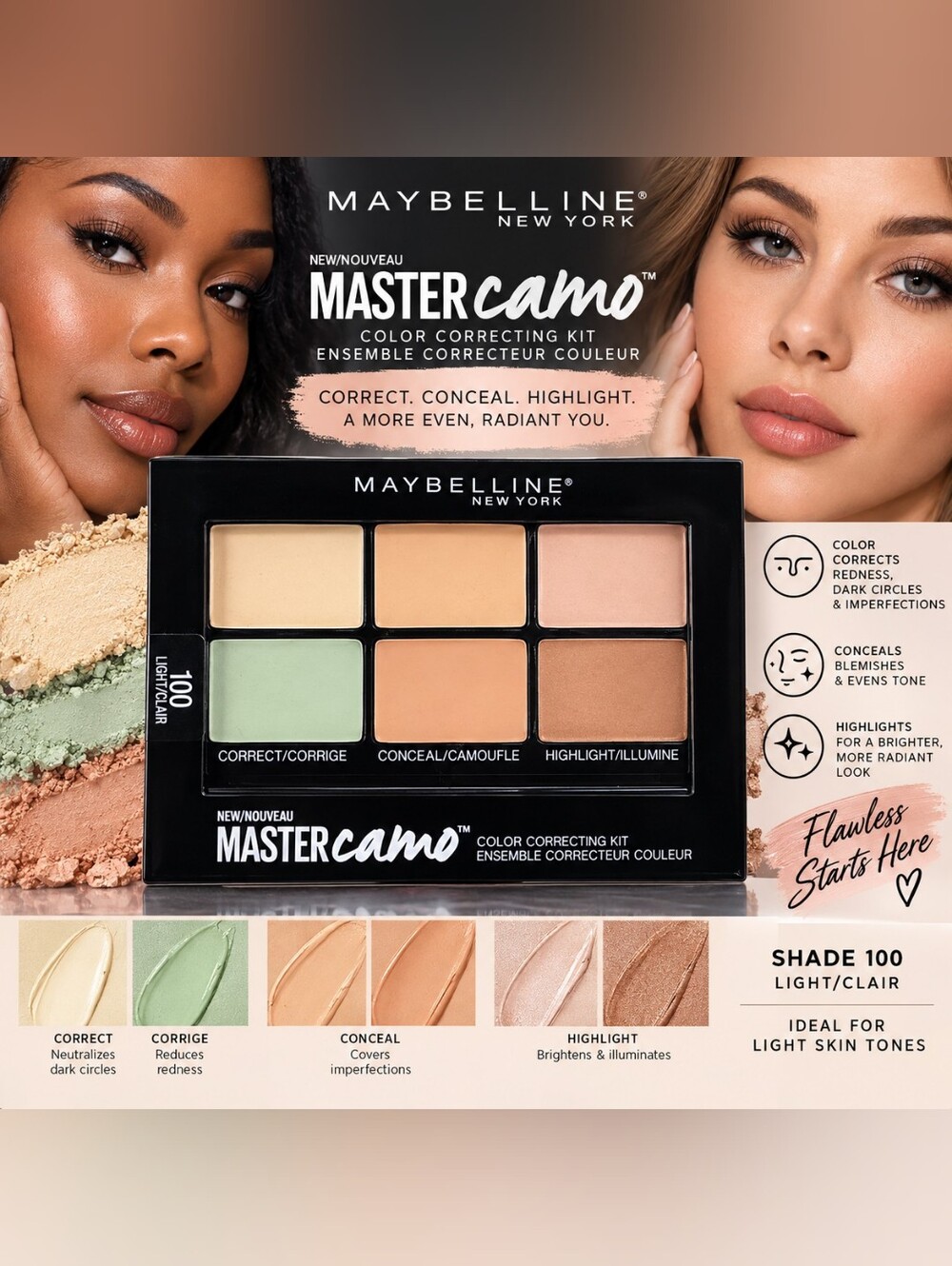 Maybelline Master Camo Color Correcting Kit - Light (Green/Beige/Bronze)
